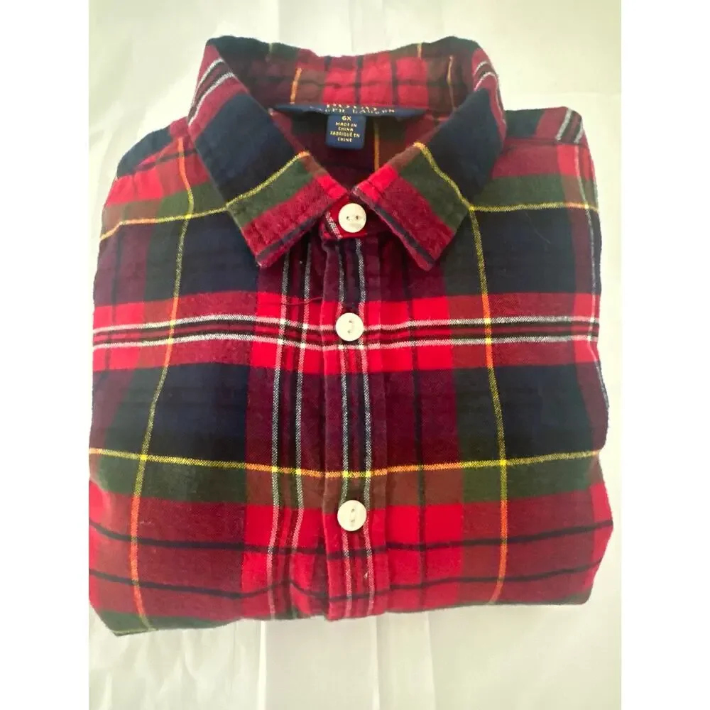 POLO RALPH LAUREN Flannel Cotton christmas Shirtdress, 
Sz6X (* belt is missing) - Picture 7 of 7
